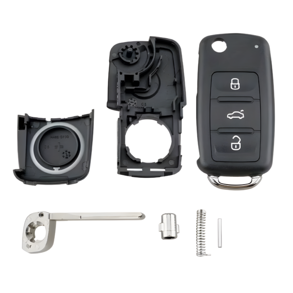 Carcasa de Llave de 3 Botones - VW / Škoda - Estilo Original (Flip Key) -1K0959753
