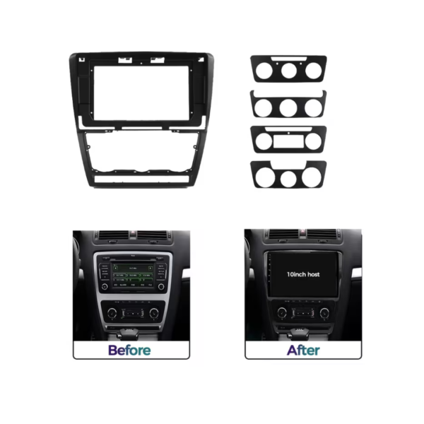 17 Metrakit Adaptador para Pantalla de 9" - Škoda Octavia MK2 (1Z) - Negro Satinado