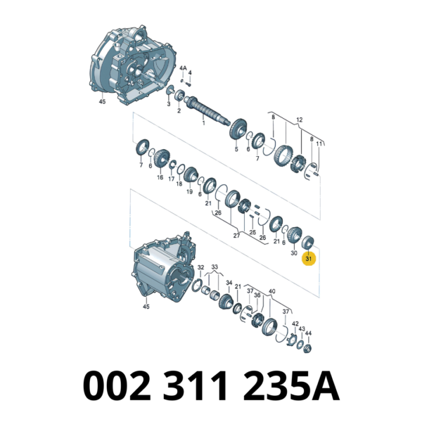 Rulimán Cónico de Caja de Cambios (Rulimán de Cono) - ŠKODA Fabia 1.4 8v & Felicia - OEM 002311235A